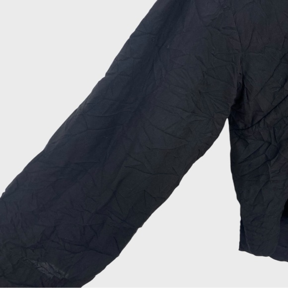 Kedem Sasson Black Crinkled Open Front Lightweight Jacket Size 12-14 - Picture 3 of 8